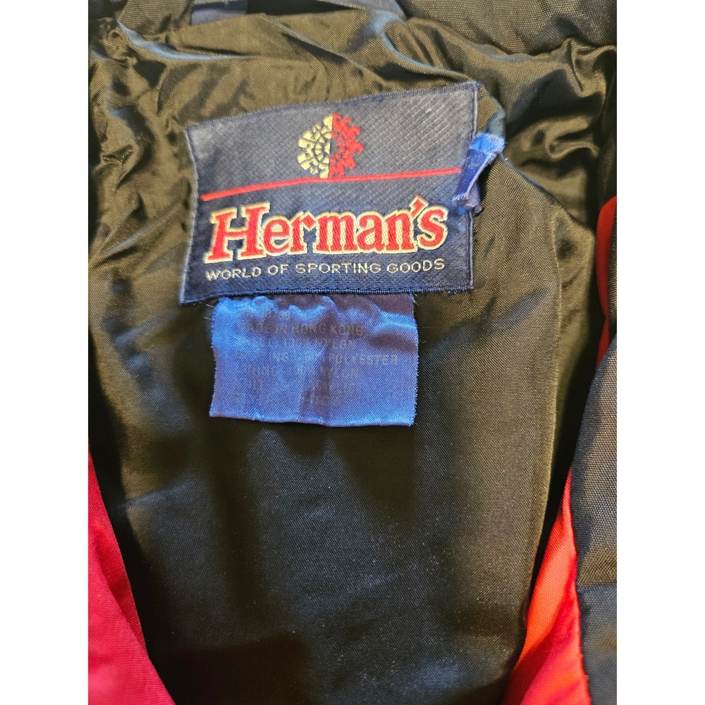 Mens Hermans Color Block Puffer Jacket Red Black Gray Ski Snowboard Coat L - Picture 2 of 7